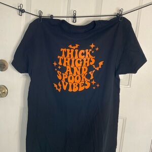 Black and Orange Short Sleeve Tee Thick Thigh’s and spooky vibes